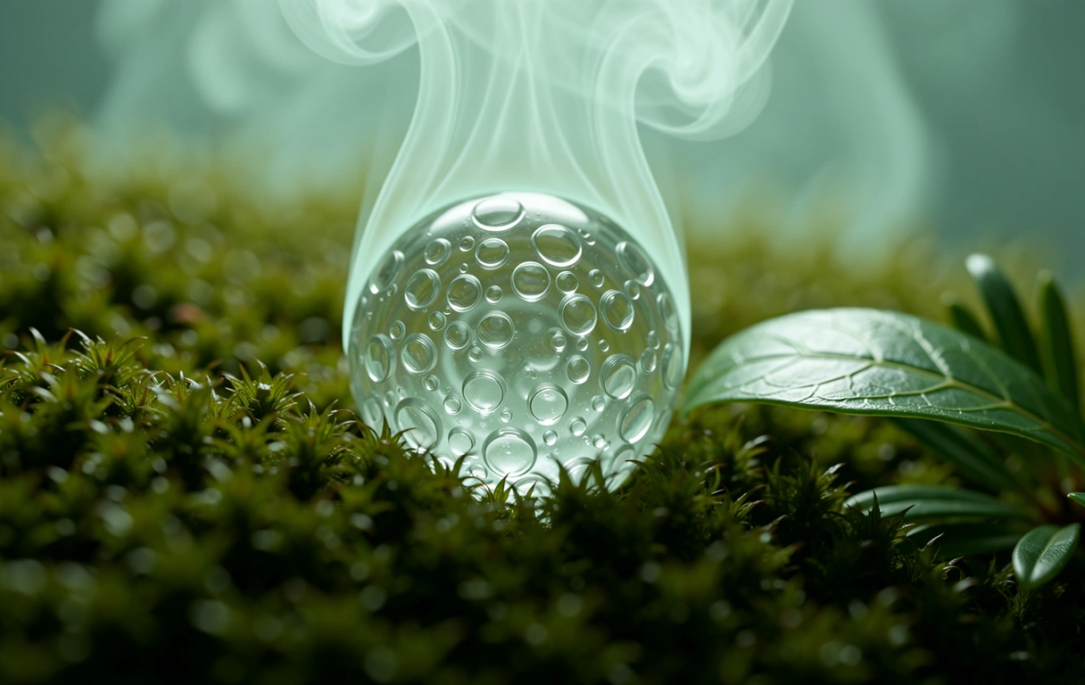 Crystalline dewdrop on moss